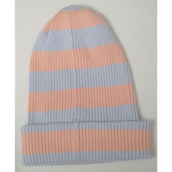 Free People Movement Women's O/S Peach/Gray Striped Cotton Beanie Hat - Picture 2 of 6